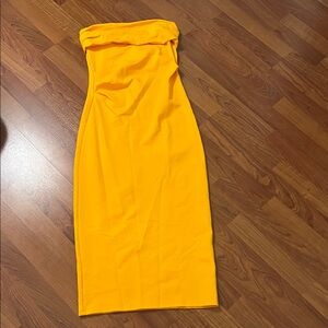 Zara Strapless Dress in Vibrant Yellow